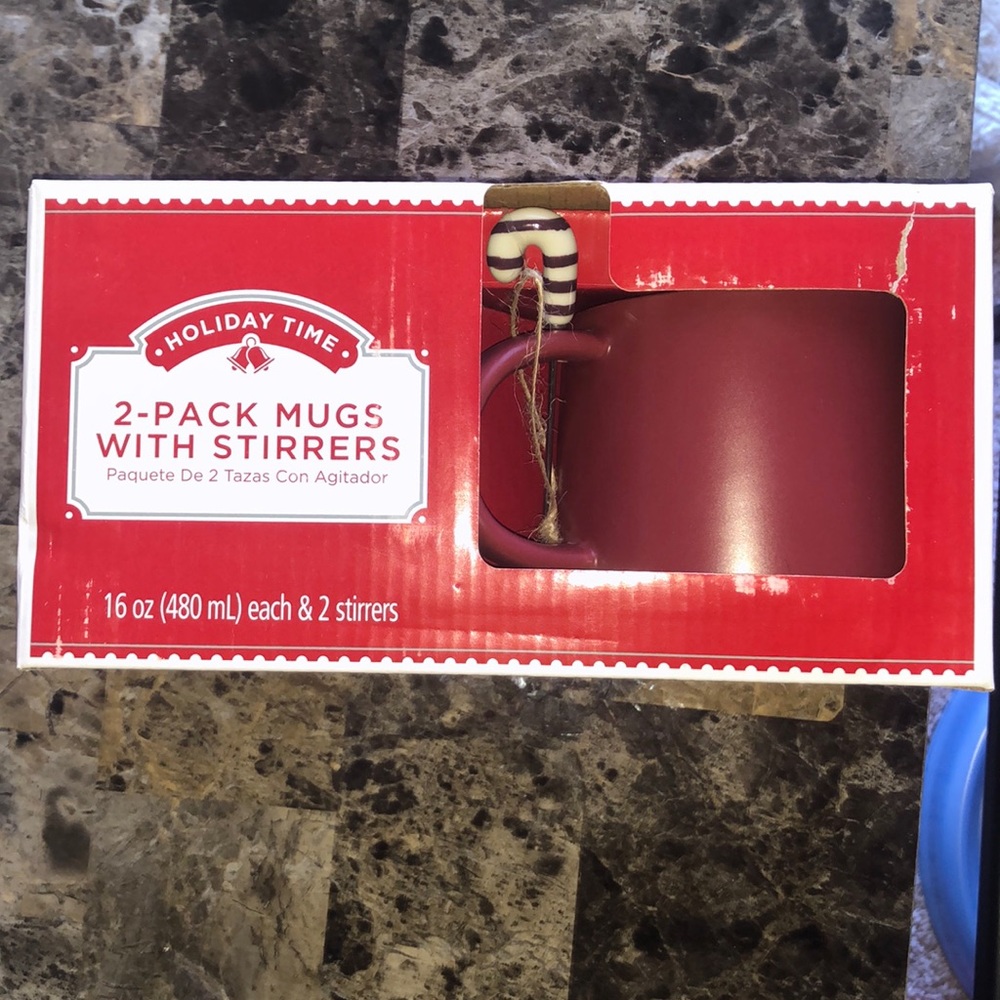 2-Pack Mugs with Stirrers (still in box)
